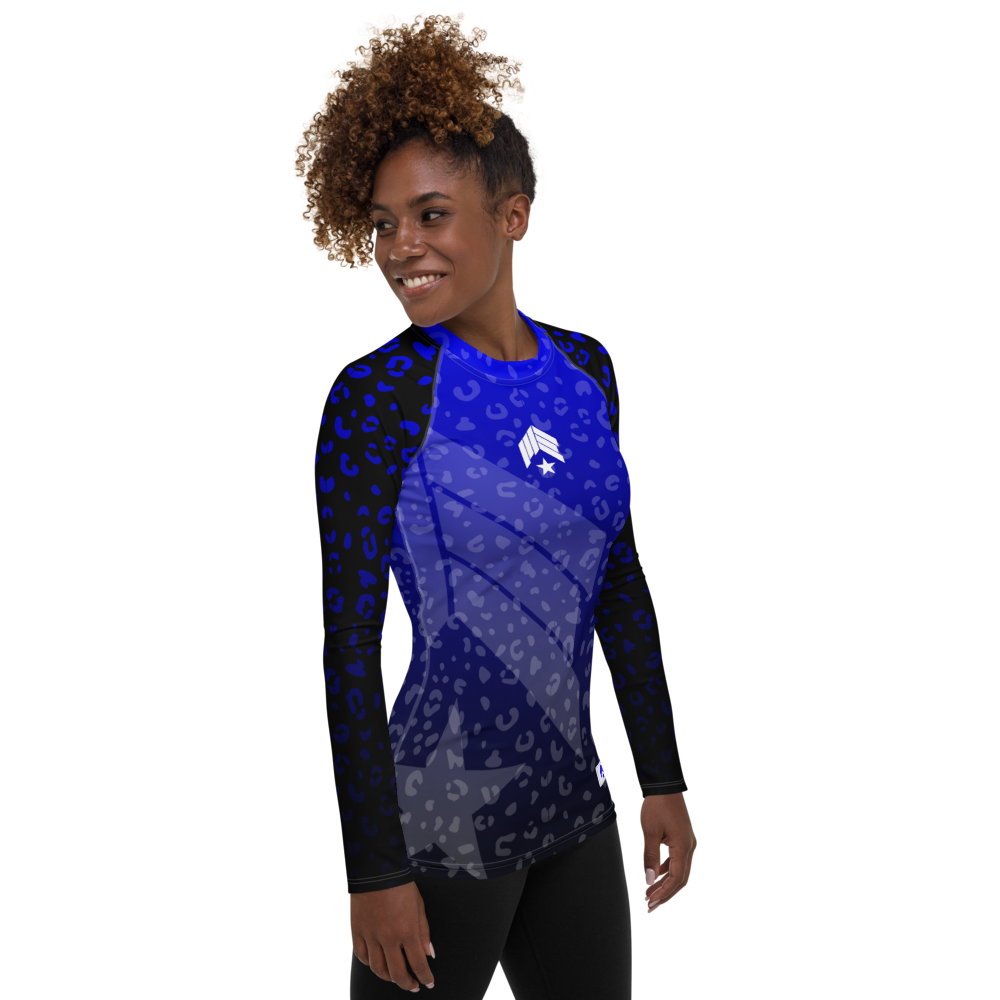 Leopard Blue Belt - Women's Rash Guard