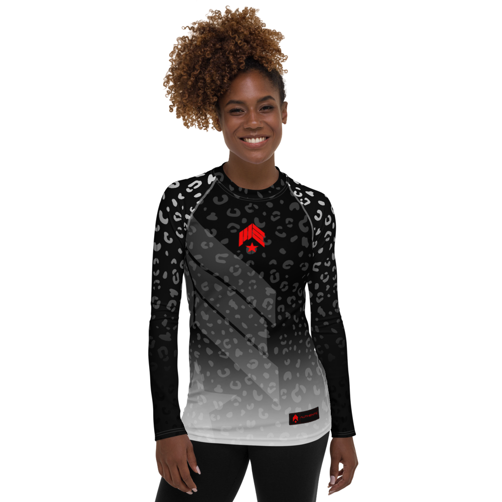 Leopard Black Belt - Women's Rash Guard