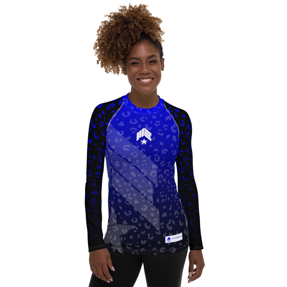 Leopard Blue Belt - Women's Rash Guard