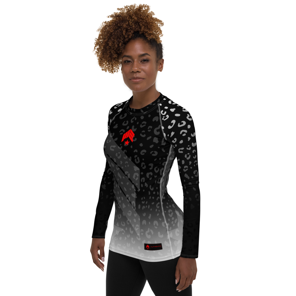Leopard Black Belt - Women's Rash Guard